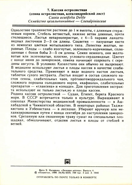 07 Зеленая аптека. Вып. 4. Кассия остролистная (сенна остролистная, александрийский лист) р.jpg